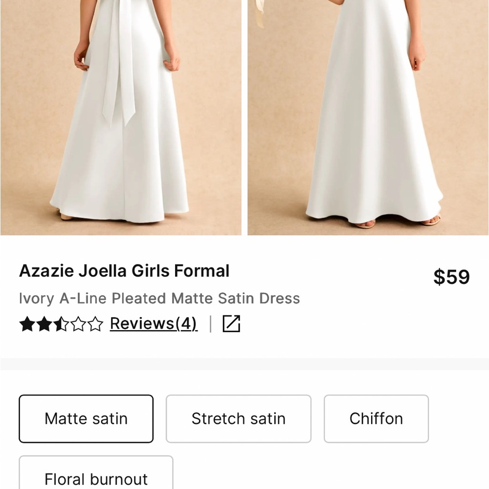 Azazie Ivory Girls A-Line Satin Dress